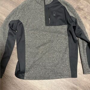 Spyder Men's Black and Heather Gray Zip-Up Pullover